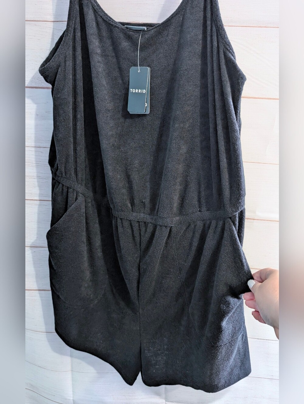 Nwt TORRID Black 🖤 Terry Romper Sleeveless Pocket Jumpsuit Super Soft Size 2X - Picture 12 of 12